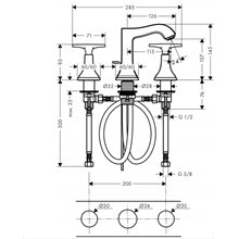 Grifo de repisa 110 manecilla estrella cromo Metropol Classic Hansgrohe