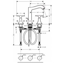 Grifo de repisa 160 manecilla estrella cromo Metropol Classic Hansgrohe