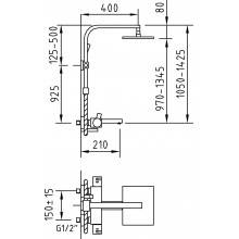 Columna termostático Bimini de baño con ducha extensible
