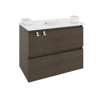 Mueble con lavabo resina 80cm Roble Chocolate B-Box BATH+