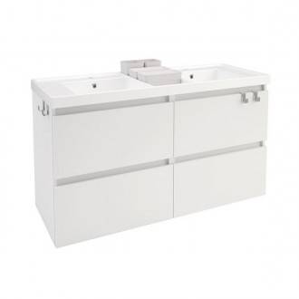 Mueble con lavabo resina 2 senos 120cm Blanco B-Box BATH+