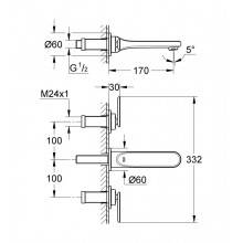 Grifo Batería de lavabo de pared S Grohe Veris