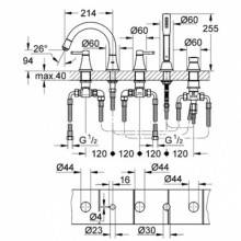 Grifo combinación para baño Grohe Grandera Oro