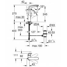 Grifo de lavabo L de palanca sólida Grohe Eurostyle