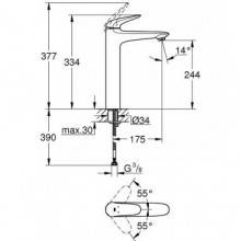 Grifo de lavabo XL de palanca sólida Moon White Grohe Eurostyle