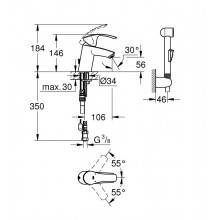 Grifo lavabo S con set de ducha Grohe Eurosmart