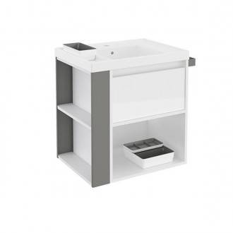 Mueble con lavabo resina 60cm Blanco/Gris B-Smart BATH+