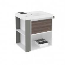 Mueble con lavabo resina 60cm Blanco-Fresno/Gris B-Smart BATH+