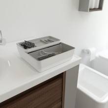 Mueble con lavabo resina 60cm Blanco-Fresno/Gris B-Smart BATH+