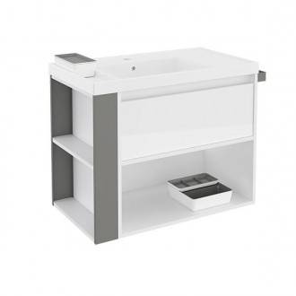 Mueble con lavabo resina 80cm Blanco/Gris B-Smart BATH+