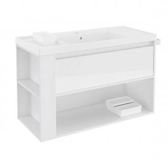 Mueble con lavabo resina 100cm Blanco/Blanco B-Smart BATH+