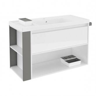 Mueble con lavabo resina 100cm Blanco/Gris B-Smart BATH+