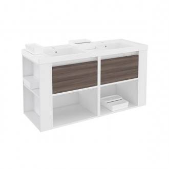 Mueble con lavabos resina 120cm Blanco-Fresno/Blanco B-Smart BATH+