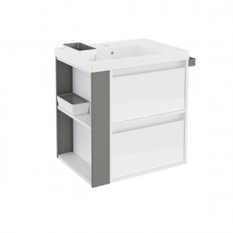 Mueble con lavabo resina 60cm Blanco/Gris 2 cajones B-Smart BATH+