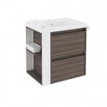 Mueble con lavabo resina 60cm Fresno/Blanco 2 cajones B-Smart BATH+