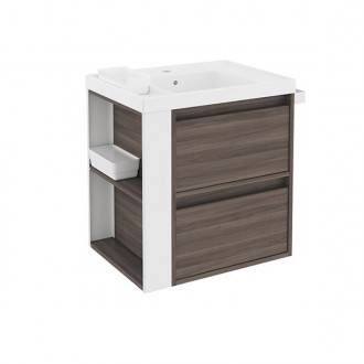 Mueble con lavabo resina 60cm Fresno/Blanco 2 cajones B-Smart BATH+