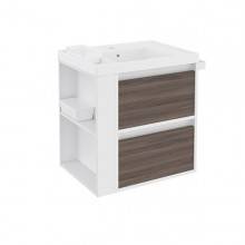 Mueble con lavabo resina 60cm Blanco-Fresno/Blanco 2 cajones B-Smart BATH+