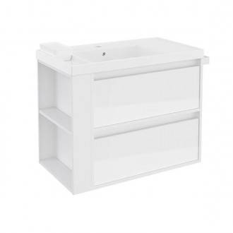 Mueble con lavabo resina 80cm Blanco/Blanco 2 cajones B-Smart BATH+