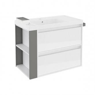 Mueble con lavabo resina 80cm Blanco/Gris 2 cajones B-Smart BATH+