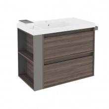 Mueble con lavabo resina 80cm Fresno/Gris 2 cajones B-Smart BATH+