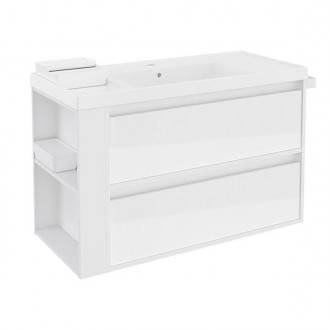 Mueble con lavabo resina 100cm Blanco/Blanco 2 cajones B-Smart BATH+