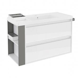 Mueble con lavabo resina 100cm Blanco/Gris 2 cajones B-Smart BATH+