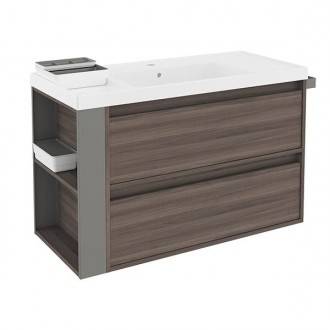 Mueble con lavabo resina 100cm Fresno/Gris 2 cajones B-Smart BATH+