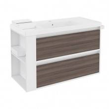 Mueble con lavabo resina 100cm Blanco-Fresno/Blanco 2 cajones B-Smart BATH+