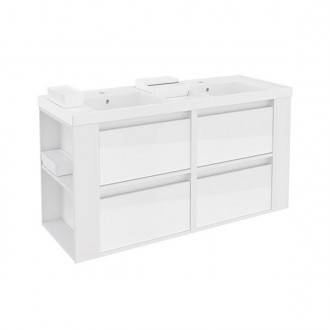 Mueble con lavabos resina 120cm Blanco/Blanco 4 cajones B-Smart BATH+
