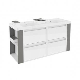 Mueble con lavabos resina 120cm Blanco/Gris 4 cajones B-Smart BATH+