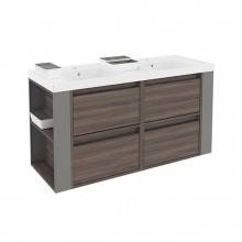 Mueble con lavabos resina 120cm Fresno/Gris 4 cajones B-Smart BATH+