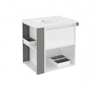 Mueble con lavabo porcelana 60cm Blanco/Gris B-Smart BATH+