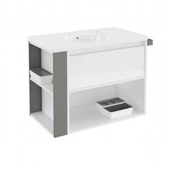 Mueble con lavabo porcelana 80cm Blanco/Gris B-Smart BATH+