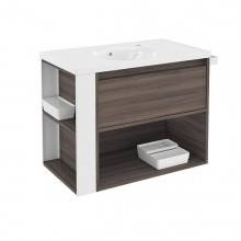 Mueble con lavabo porcelana 80cm Fresno/Blanco B-Smart BATH+