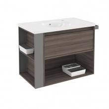 Mueble con lavabo porcelana 80cm Fresno/Gris B-Smart BATH+