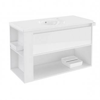 Mueble con lavabo porcelana 100cm Blanco/Blanco B-Smart BATH+