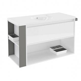 Mueble con lavabo porcelana 100cm Blanco/Gris B-Smart BATH+