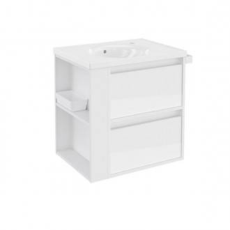 Mueble con lavabo porcelana 60cm Blanco/Blanco 2 cajones B-Smart BATH+