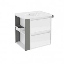 Mueble con lavabo porcelana 60cm Blanco/Gris 2 cajones B-Smart BATH+
