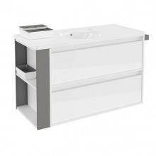 Mueble con lavabo porcelana 100cm Blanco/Gris 2 cajones B-Smart BATH+
