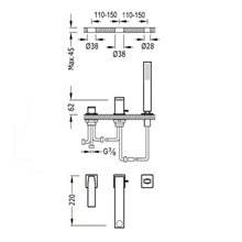 Combinación para bañera TRES SLIM 22cm