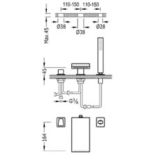 Combinación para bañera Cascada CUB TRES SLIM