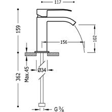 Grifo de lavabo Acero TRES S CUADRO