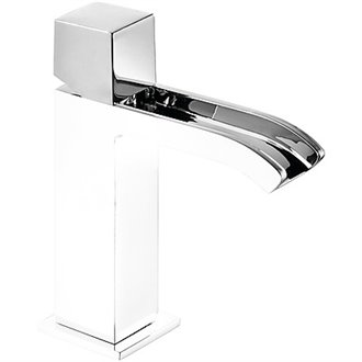 Grifo de lavabo Blanco de Cascada Libre TRES CUB CUADRO