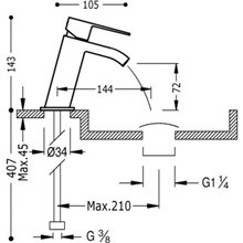 Grifo de lavabo Inclinado Blanco TRES CUADRO