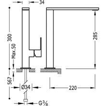 Grifo de lavabo de Acero TRES CUADRO L