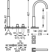 Grifo de lavabo Bimando TRES CUADRO XL
