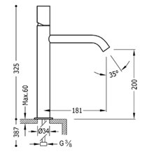 Grifo de lavabo Acero M TUB TRES STUDY 