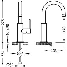 Grifo de lavabo en C TRES STUDY M