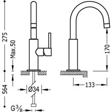 Grifo de lavabo Verde en C TRES STUDY M